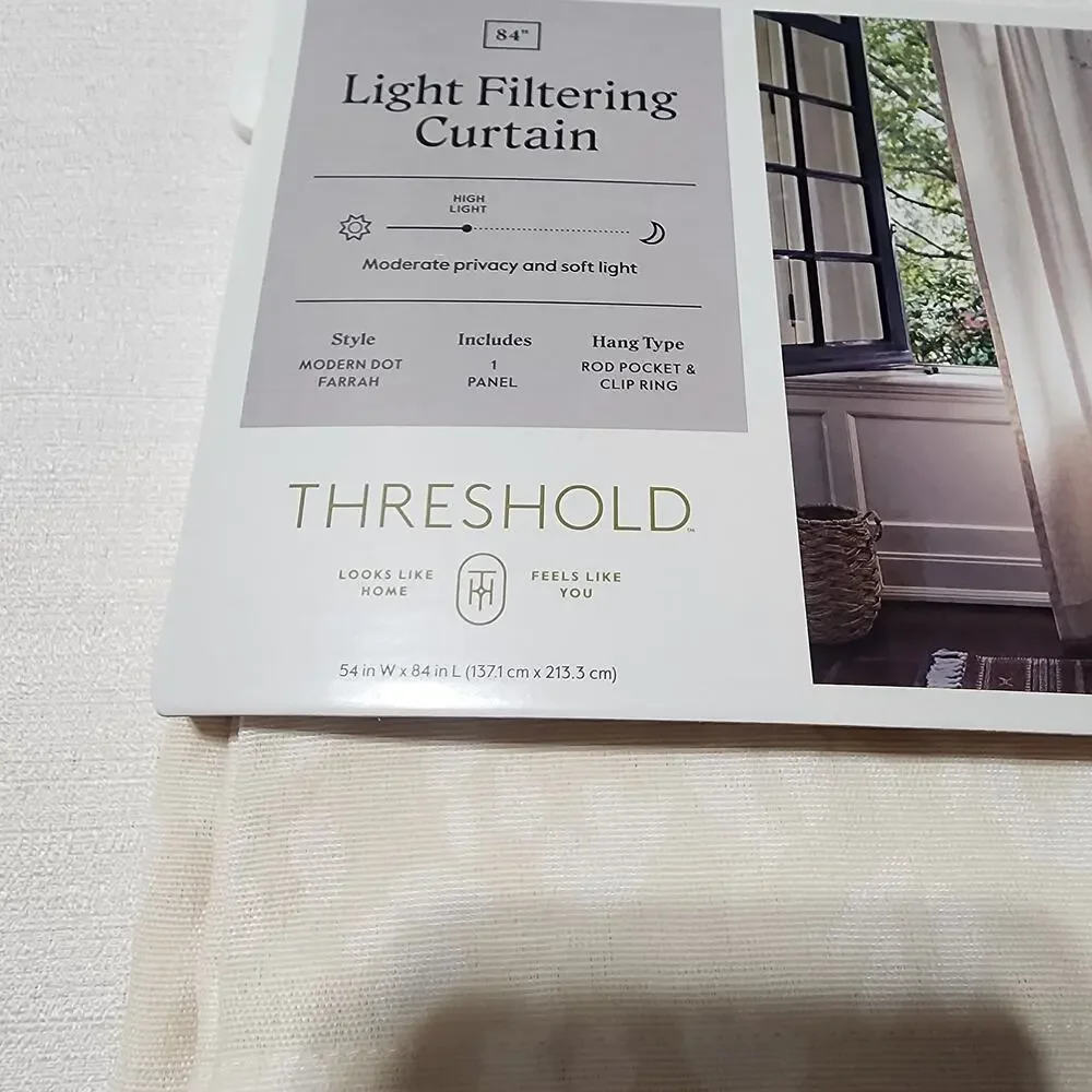 Threshold light filtering curtain L 84'' x W 54'' modern dot farrah